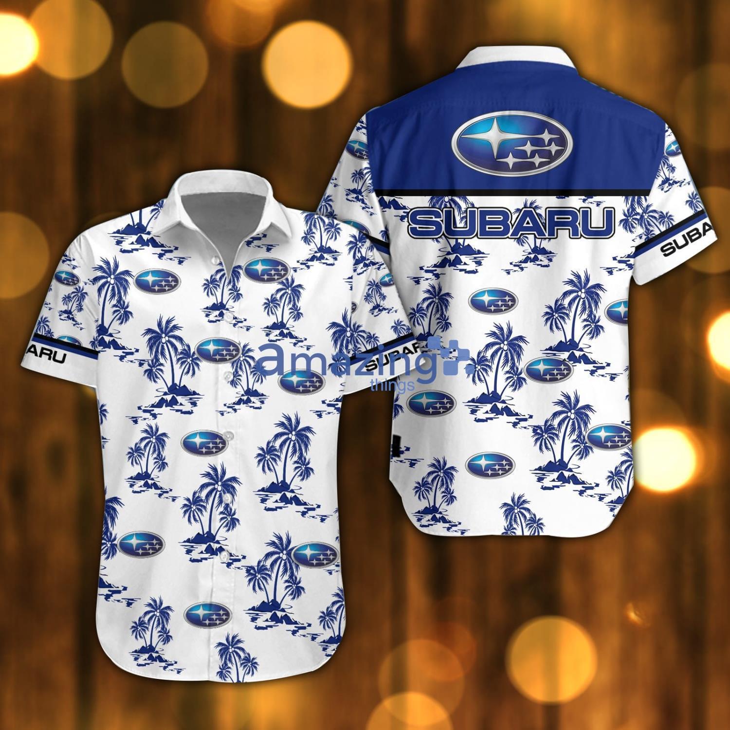 Subaru Beach Shirt Logo Printed White Hawaiian Shirt For Men And Women Product Photo 1