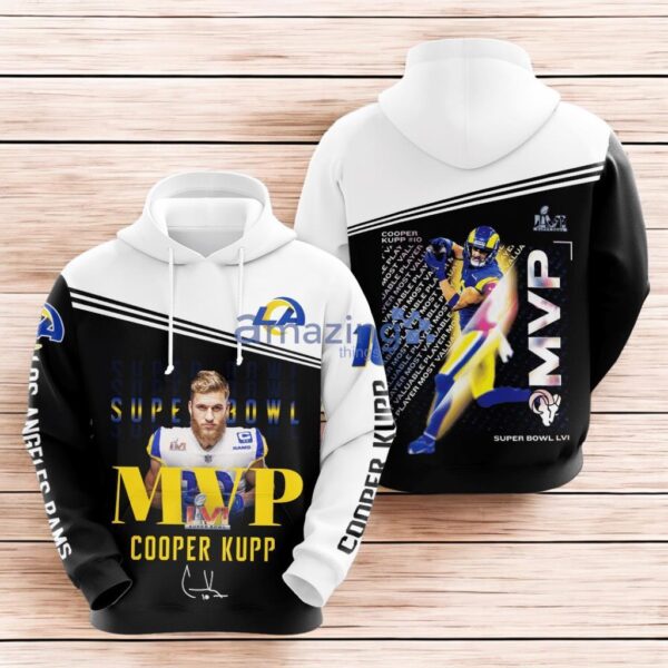 Superbowl Mvp Cooper Kupp Los Angeles Rams Black White Hoodie 3D All Over Print Product Photo 1