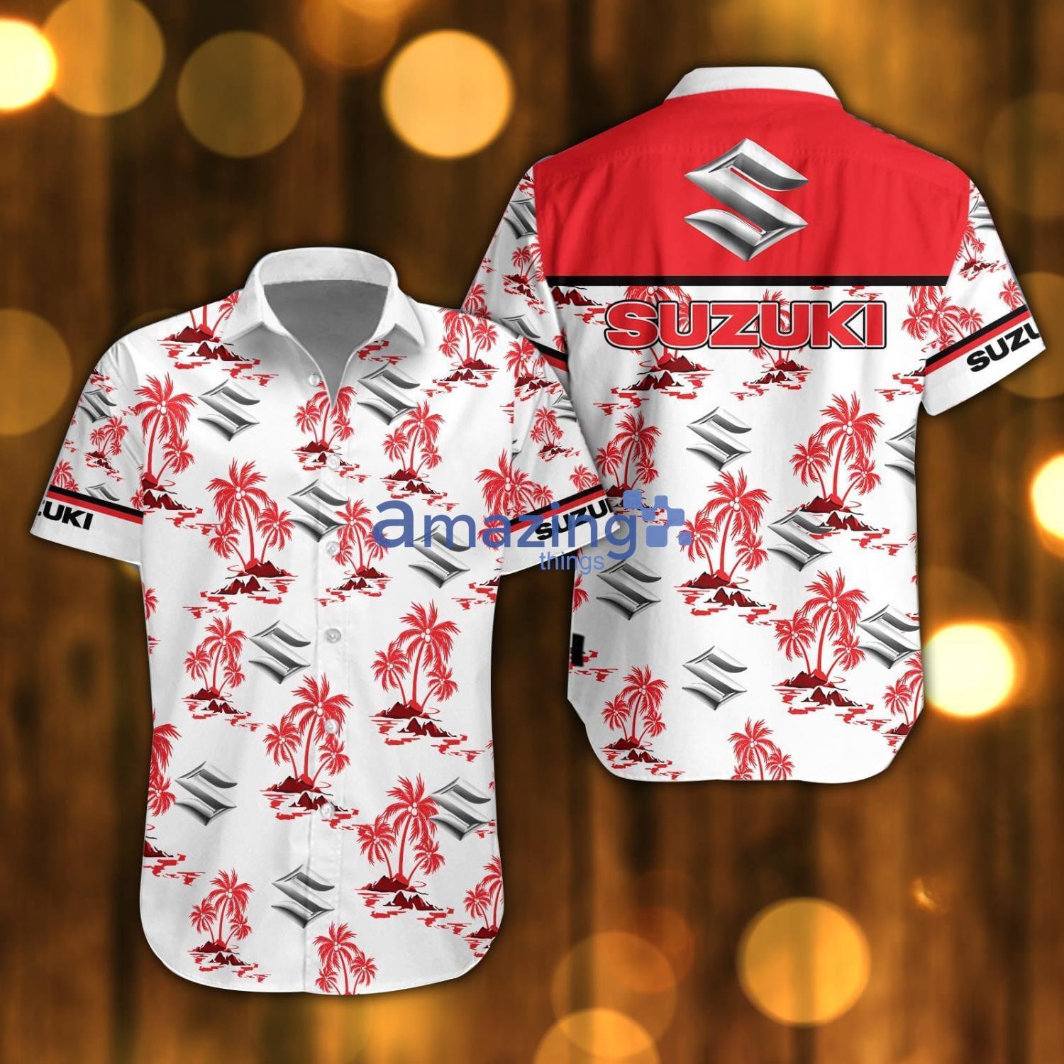 Suzuki Beach Shirt Logo Printed White Hawaiian Shirt For Men And Women Product Photo 1