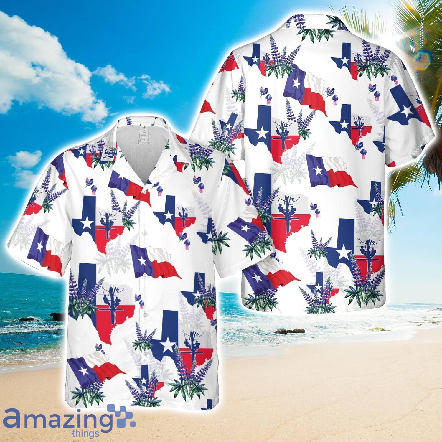 Texas Lineman Hawaiian Shirt Summer Beach Shirt image Texas Lineman Hawaiian Shirt Summer Beach Shirt Product Photo 1