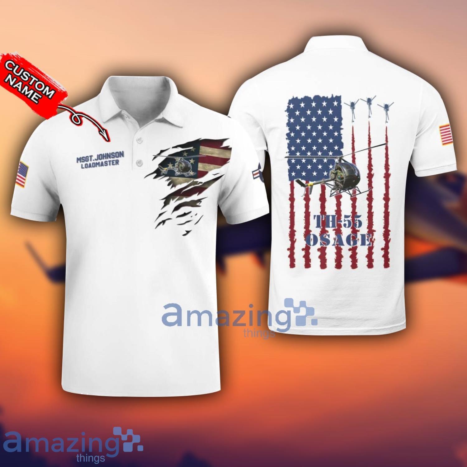 TH-55 Osage TH55 3D Aircraft Flag White Polo Shirt For Men And Women Custom Name TH-55 Osage TH55 3D Aircraft Flag White Polo Shirt For Men And Women Custom Name Product Photo 1