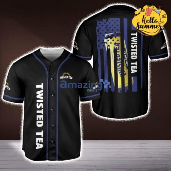 Twisted Tea Beer Original Can Of Beer Twisted Tea Ft American Flag Blue Line Design Baseball Jersey Shirt Product Photo 1