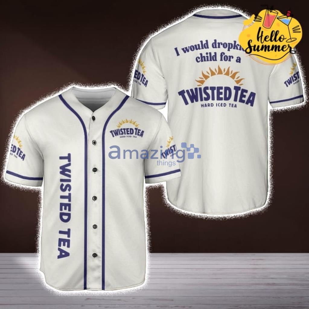 Twisted Tea Dropkick A Child Funny Quote Twisted Beer Baseball Jersey Shirt image Twisted Tea Dropkick A Child Funny Quote Twisted Beer Baseball Jersey Shirt Product Photo 1