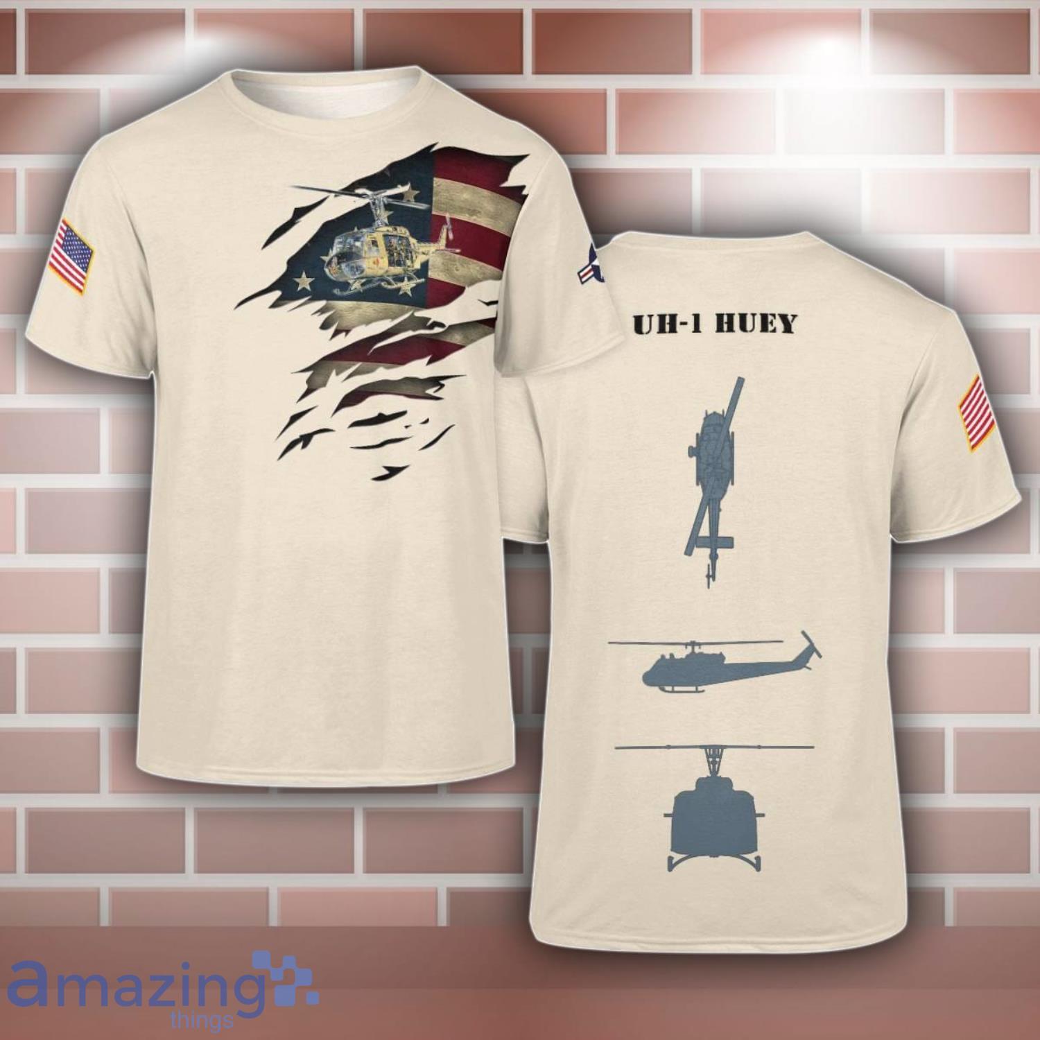 UH 1 Huey UH1 Aircraft 3D T Shirt For Men And Women image UH-1 Huey UH1 Aircraft 3D T-Shirt For Men And Women Product Photo 1