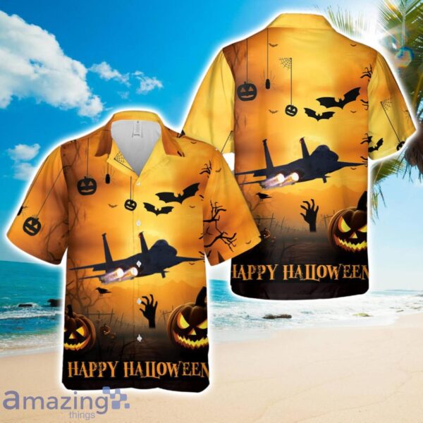US Air Force Massachusetts Air National Guard 104th Fighter Wing F-15 Halloween Hawaiian Shirt Product Photo 1
