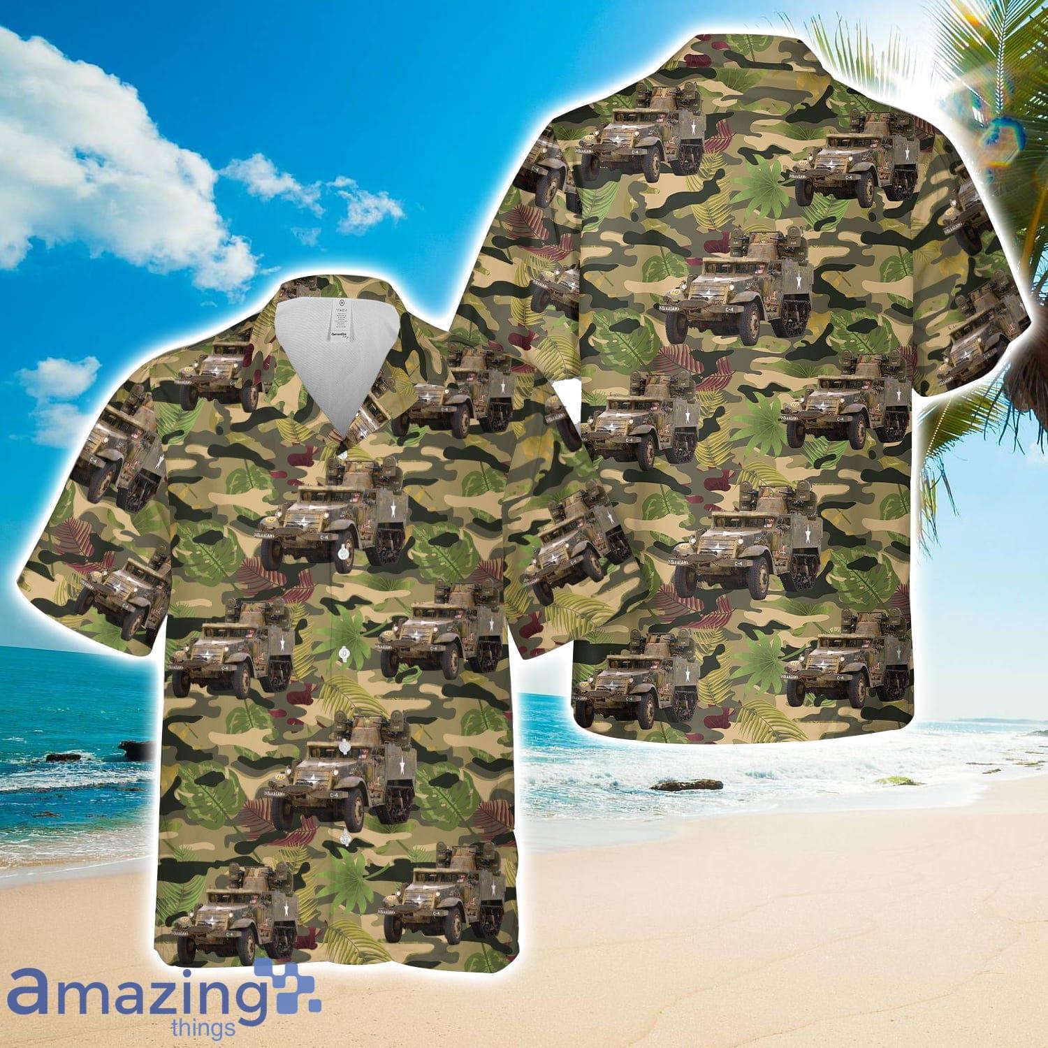 US Army 1943 White M16A2 MGMC Hawaiian Shirt Summer Beach Shirt image US Army 1943 White M16A2 MGMC Hawaiian Shirt Summer Beach Shirt Product Photo 1