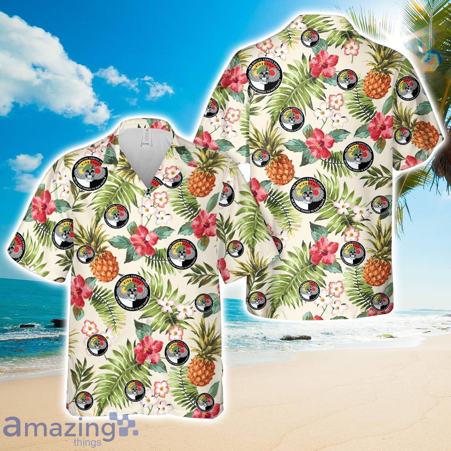 US Army 3rd Special Forces Group Skull Hawaiian Shirt image US Army 3rd Special Forces Group Skull Hawaiian Shirt Product Photo 1