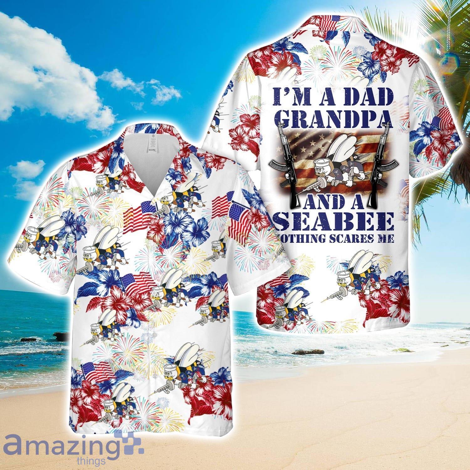 US Navy Seabee I Am A Dad Grandpa And Nothing Scares Me Hawaiian Shirt image US Navy Seabee I Am A Dad Grandpa And Nothing Scares Me Hawaiian Shirt Product Photo 1