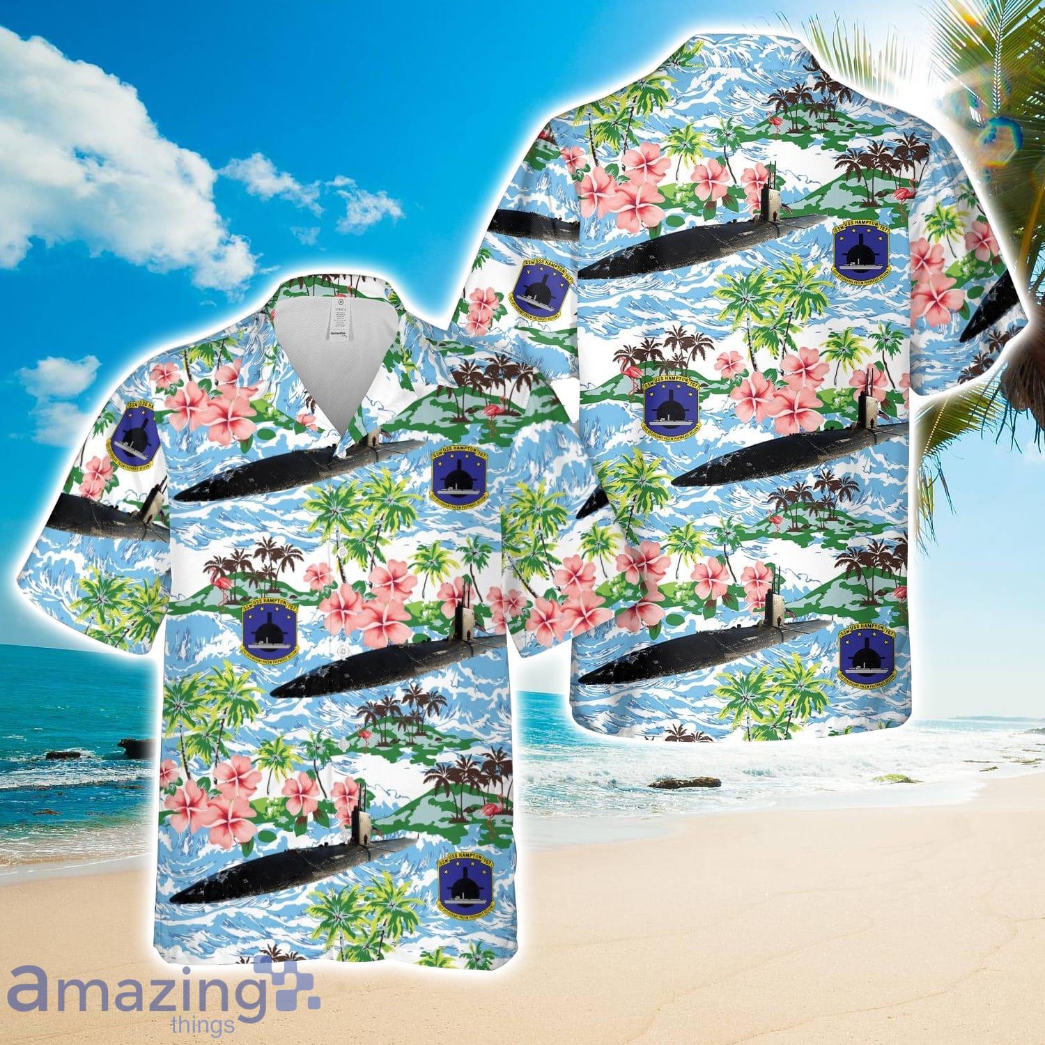 US Navy USS Hampton (SSN 767) Summer Hawaiian Shirt For Men Women image US Navy USS Hampton (SSN-767) Summer Hawaiian Shirt For Men Women Product Photo 1