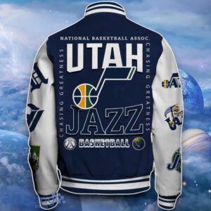 Utah Jazz Baseball Jacket Exclusive Choice For Fans image Utah Jazz Baseball Jacket Exclusive Choice For Fans Product Photo 3