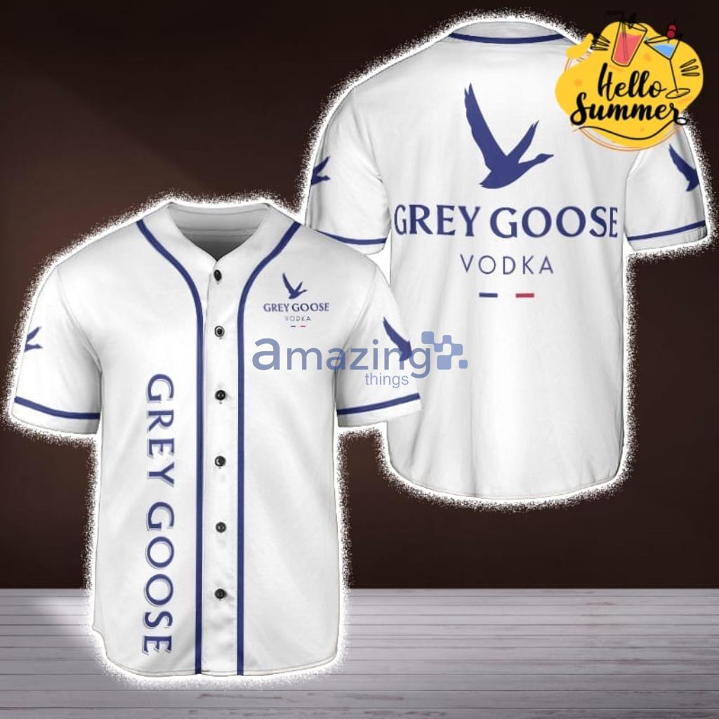 Vintage Grey Goose Navy Line Design Vodka Baseball Jersey Shirt image Vintage Grey Goose Navy Line Design Vodka Baseball Jersey Shirt Product Photo 1