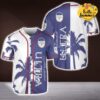 White Michalob Ultra Summer Palm Tree Tropical  Baseball Jersey Shirt