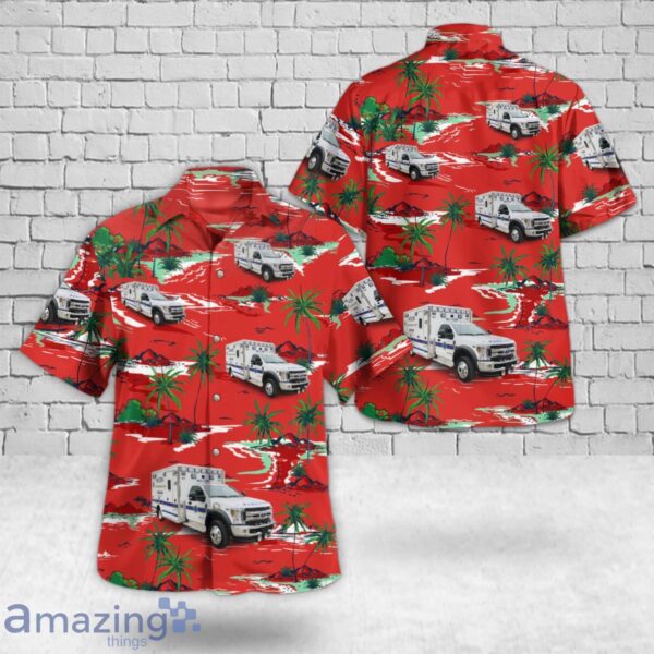 Wilton, Connecticut, Wilton Volunteer Ambulance Corps 2019 Ford Life Line F550 Ambulance Hawaiian Shirt Product Photo 1