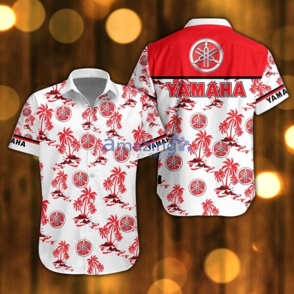 Yamaha Beach Shirt Logo Printed White Hawaiian Shirt For Men And Women Product Photo 1