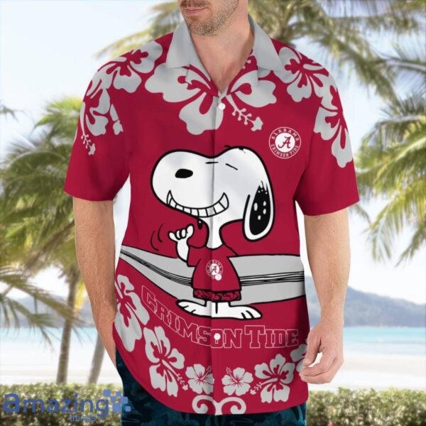 Alabama Crimson Tide Flower Cute Snoopy Smile Hawaiian Shirt Summer Gift Product Photo 2