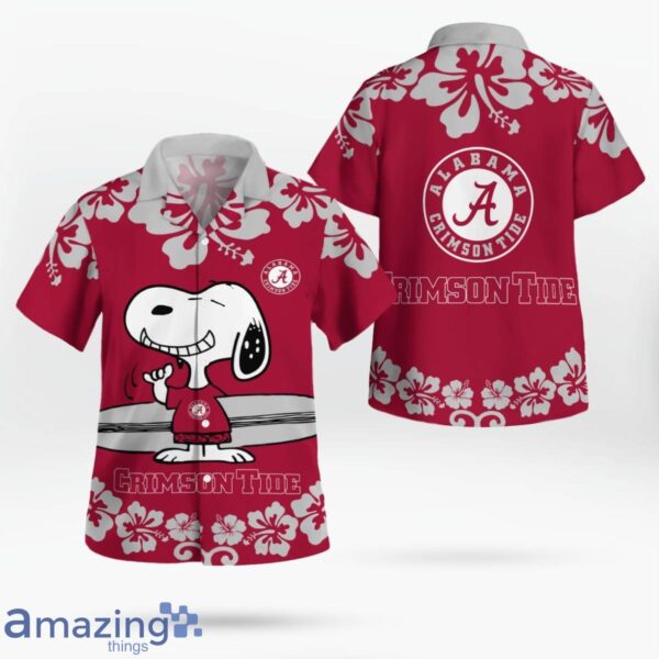 Alabama Crimson Tide Flower Cute Snoopy Smile Hawaiian Shirt Summer Gift Product Photo 1