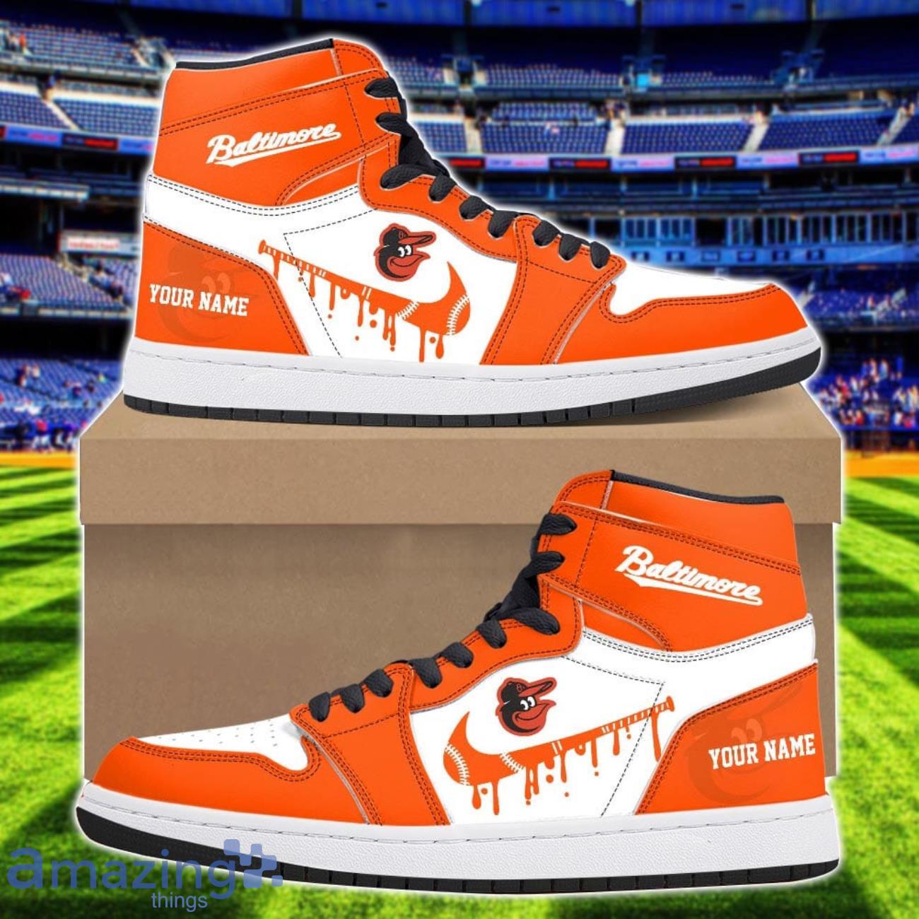 Baltimore Orioles Air Jordan 1 Shoes Sport Hightop Sneakers For Men And Women Custom Name image Baltimore Orioles Air Jordan 1 Shoes Sport Hightop Sneakers For Men And Women Custom Name Product Photo 1