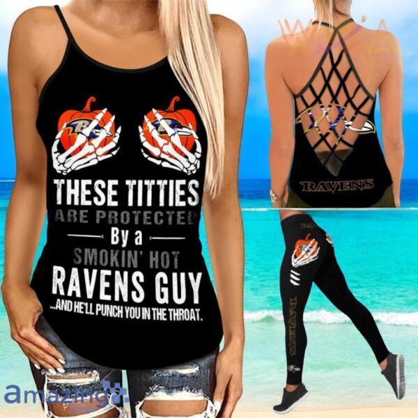 Baltimore Ravens Hollow Tank Top And Leggings For Women Product Photo 1