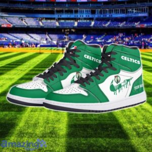 Boston Celtics Air Jordan 1 Shoes Sport Hightop Sneakers For Men And Women Custom Name Product Photo 2