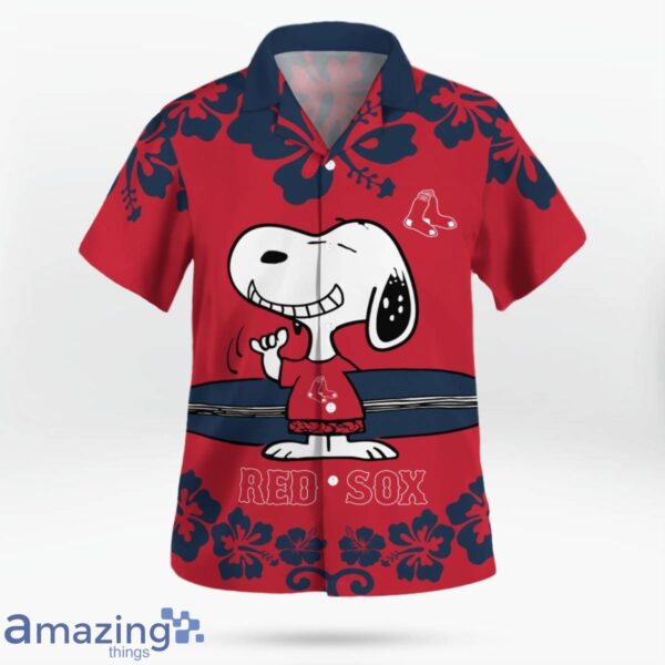 Boston Red Sox Flower Cute Snoopy Smile Hawaiian Shirt Summer Gift Product Photo 2