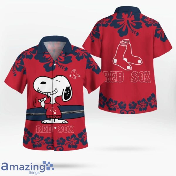 Boston Red Sox Flower Cute Snoopy Smile Hawaiian Shirt Summer Gift Product Photo 4