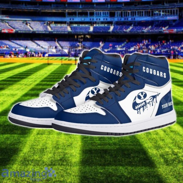 BYU Cougars Air Jordan 1 Shoes Sport Hightop Sneakers For Men And Women Custom Name Product Photo 2