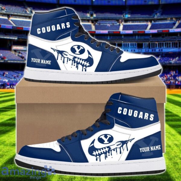 BYU Cougars Air Jordan 1 Shoes Sport Hightop Sneakers For Men And Women Custom Name Product Photo 1