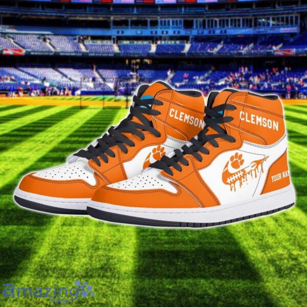 Clemson Tigers Air Jordan 1 Shoes Sport Hightop Sneakers For Men And Women Custom Name Product Photo 2