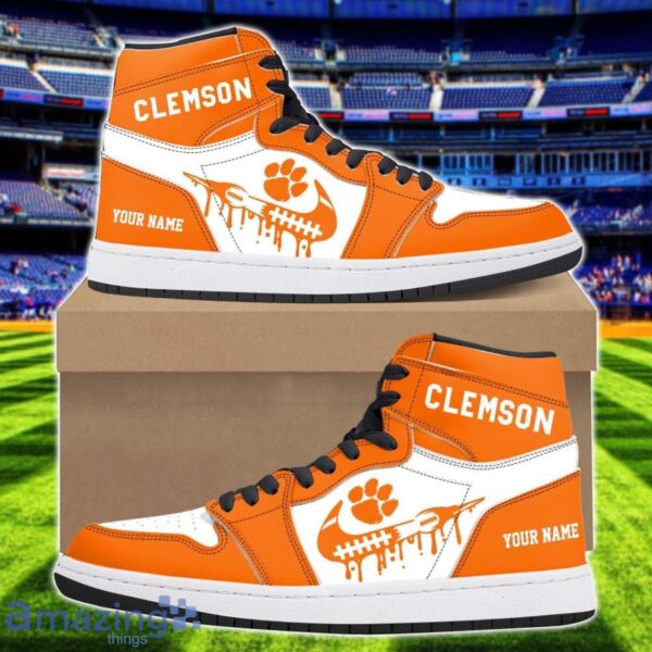 Clemson Tigers Air Jordan 1 Shoes Sport Hightop Sneakers For Men And Women Custom Name Product Photo 1