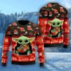 Cleveland Browns Baby Yoda Lover American Football Fans 3D Ugly Christmas Sweater Christmas Gift For Sport Fans