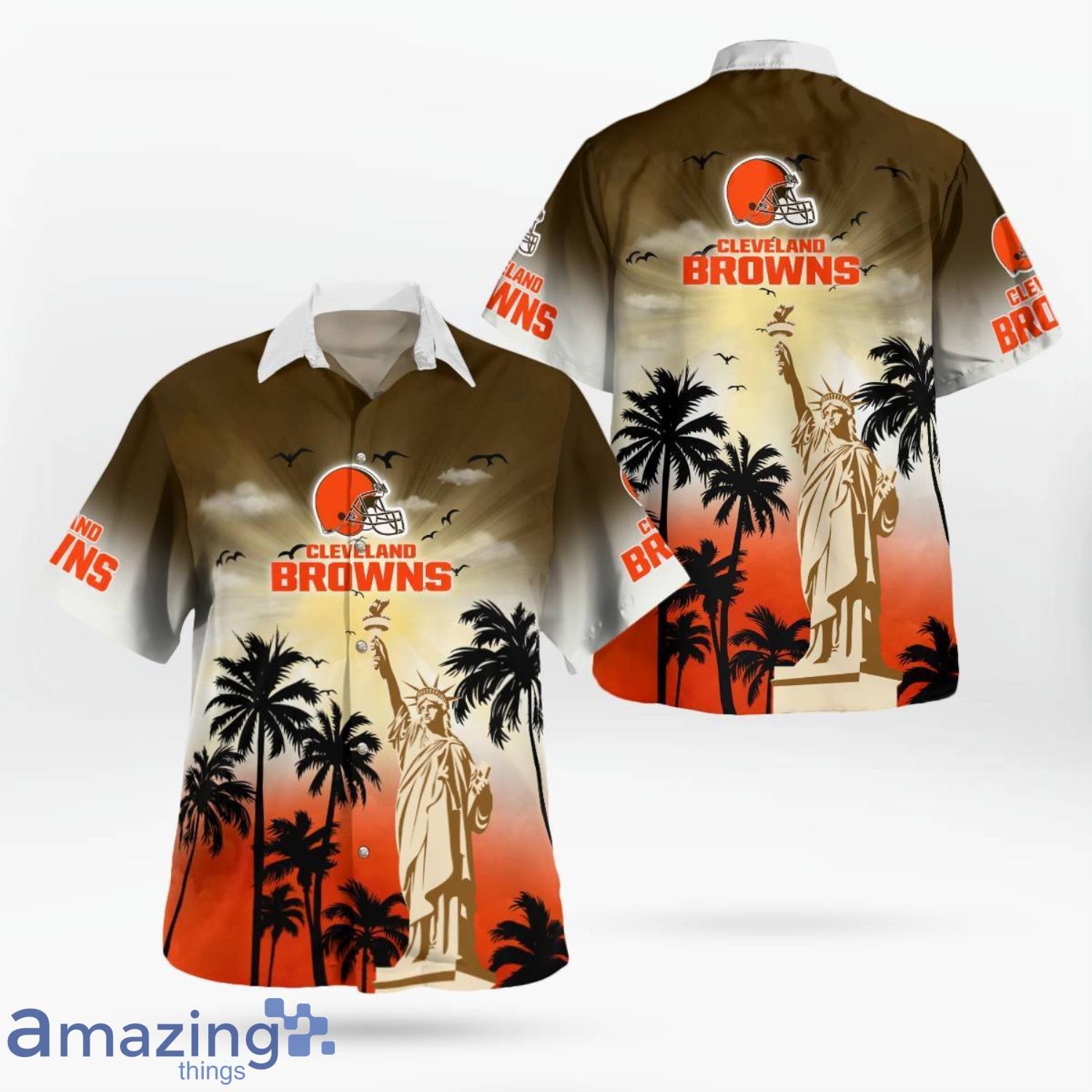 Cleveland Browns Statue Of Liberty Pround Hawaiian Shirt For Summer image Cleveland Browns Statue Of Liberty Pround Hawaiian Shirt For Summer Product Photo 4