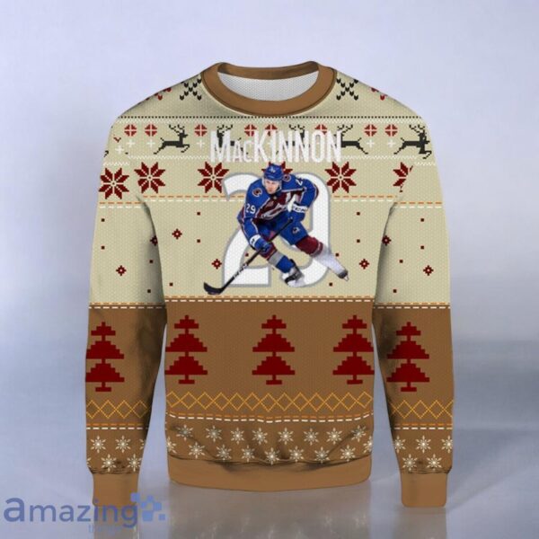 Colorade Avalanche Nathan Mackinnon 3D Ugly Christmas Sweater Christmas Gift Ideas Product Photo 1