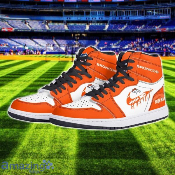 Denver Broncos Air Jordan 1 Shoes Sport Hightop Sneakers For Men And Women Custom Name Product Photo 2