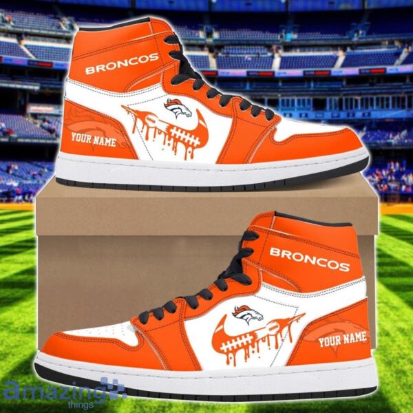 Denver Broncos Air Jordan 1 Shoes Sport Hightop Sneakers For Men And Women Custom Name Product Photo 1