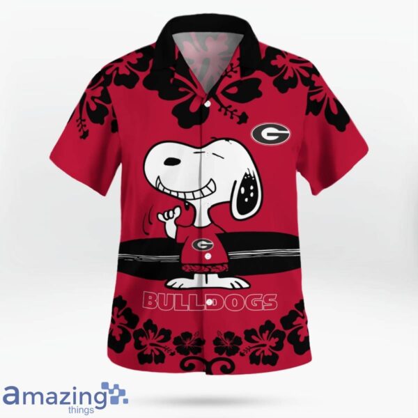 Georgia Bulldogs Flower Cute Snoopy Smile Hawaiian Shirt Summer Gift Product Photo 3