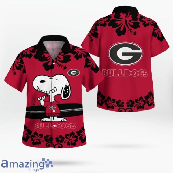 Georgia Bulldogs Flower Cute Snoopy Smile Hawaiian Shirt Summer Gift Product Photo 1