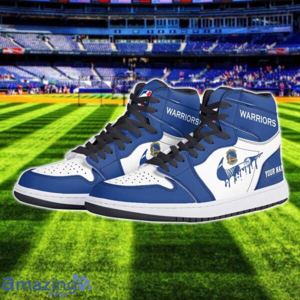 Golden State Warriors Air Jordan 1 Shoes Sport Hightop Sneakers For Men And Women Custom Name Product Photo 2