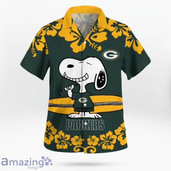 Green Bay Packers Flower Cute Snoopy Smile Hawaiian Shirt Summer Gift Product Photo 3