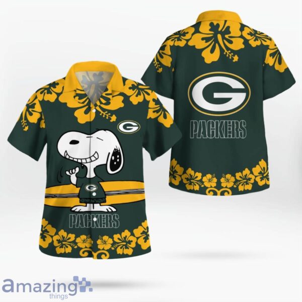 Green Bay Packers Flower Cute Snoopy Smile Hawaiian Shirt Summer Gift Product Photo 1