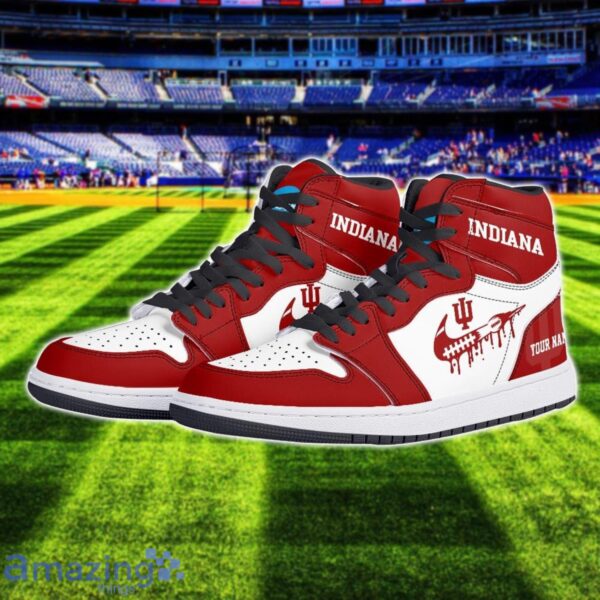 Indiana Hoosiers Air Jordan 1 Shoes Sport Hightop Sneakers For Men And Women Custom Name Product Photo 2