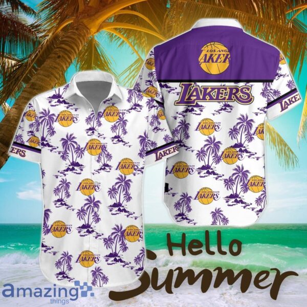 Los Angeles Lakers White Hawaiian Shirt All Printed Logo Team Shirt Product Photo 1
