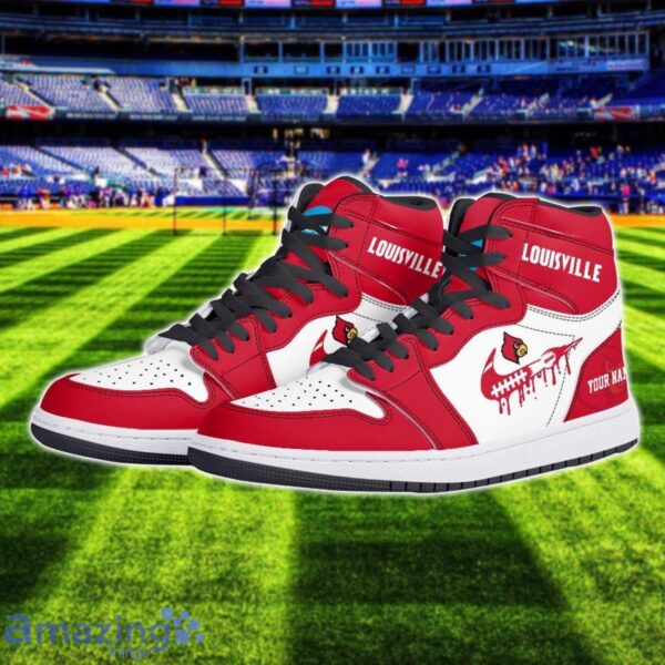 Louisville Cardinals Air Jordan 1 Shoes Sport Hightop Sneakers For Men And Women Custom Name Product Photo 2