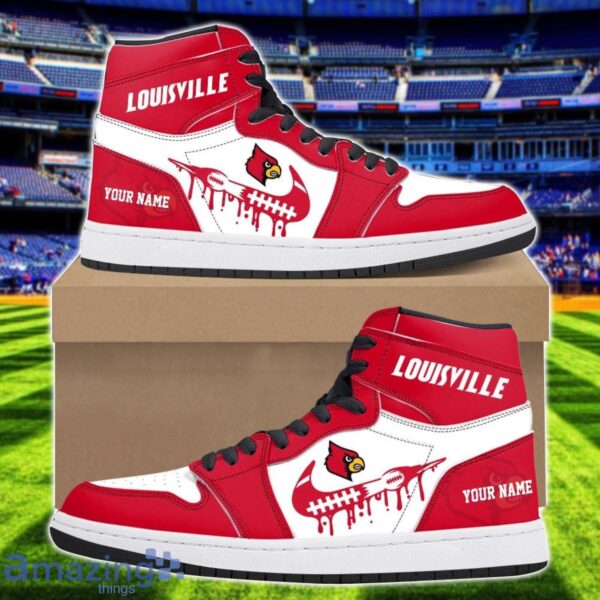 Louisville Cardinals Air Jordan 1 Shoes Sport Hightop Sneakers For Men And Women Custom Name Product Photo 1