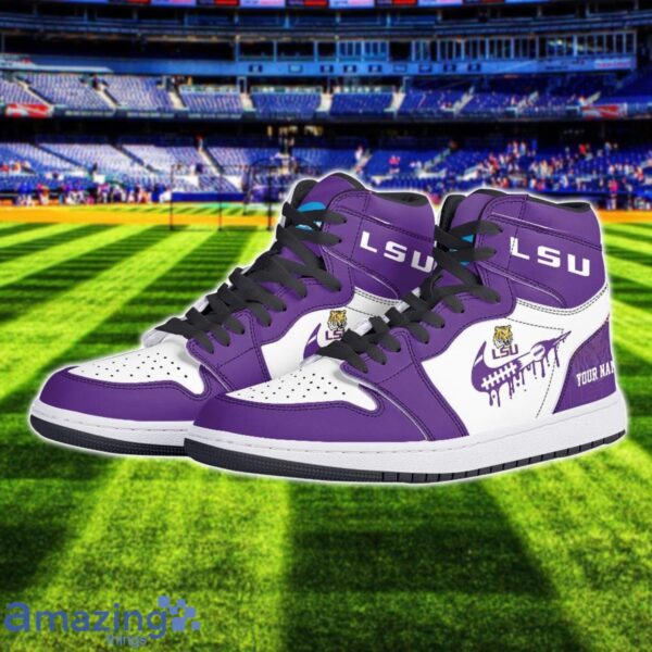 LSU Tigers Air Jordan 1 Shoes Sport Hightop Sneakers For Men And Women Custom Name Product Photo 2