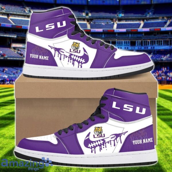 LSU Tigers Air Jordan 1 Shoes Sport Hightop Sneakers For Men And Women Custom Name Product Photo 1