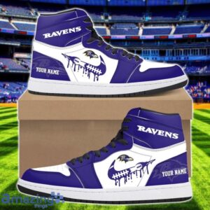 Baltimore Ravens Air Jordan 1 Shoes Sport Hightop Sneakers For Men And Women Custom Name Product Photo 1