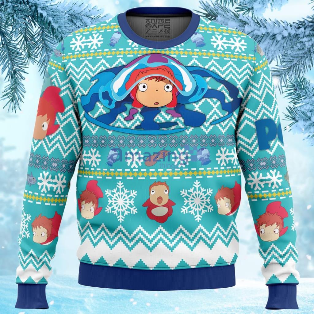 Magical Ponyo Studio Ghibli Ugly Christmas Sweater Gift For Men And Women image Magical Ponyo Studio Ghibli Ugly Christmas Sweater Gift For Men And Women Product Photo 1