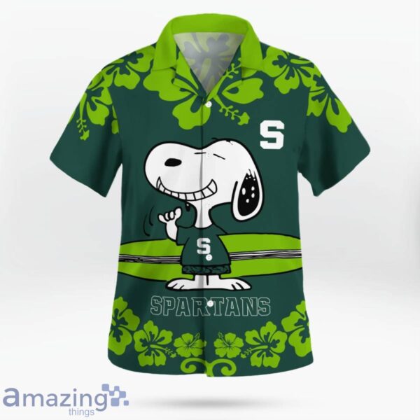 Michigan State Spartans Flower Cute Snoopy Smile Hawaiian Shirt Summer Gift Product Photo 2