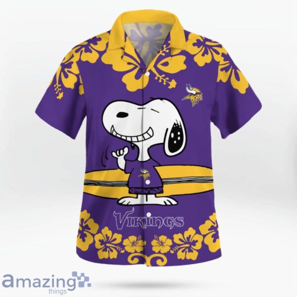 Minnesota Vikings Flower Cute Snoopy Smile Hawaiian Shirt Summer Gift Product Photo 3