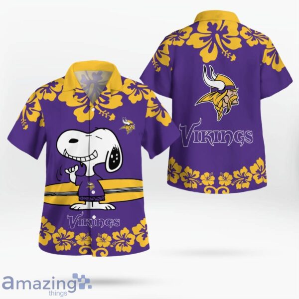 Minnesota Vikings Flower Cute Snoopy Smile Hawaiian Shirt Summer Gift Product Photo 1